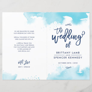 CÉRÉMONIE DE MARIAGE lettrage main bleu aqua aquar
