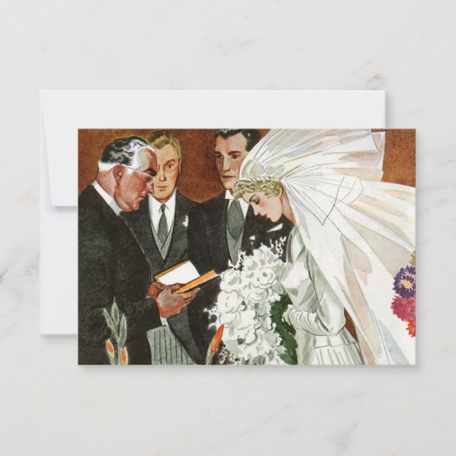 Cérémonie de mariage vintage, réponse des mariés (Devant)