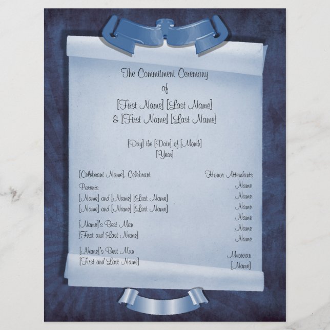 Cérémonie d'engagement bleu Programme sur mesure à (Devant)