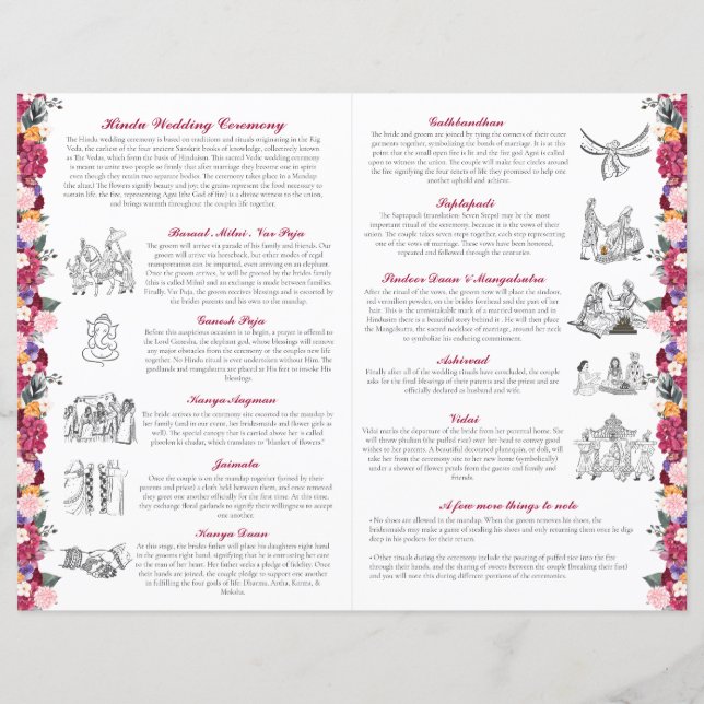 Cérémonie des Fleurs tropicales et Mariages hindou (Dos)