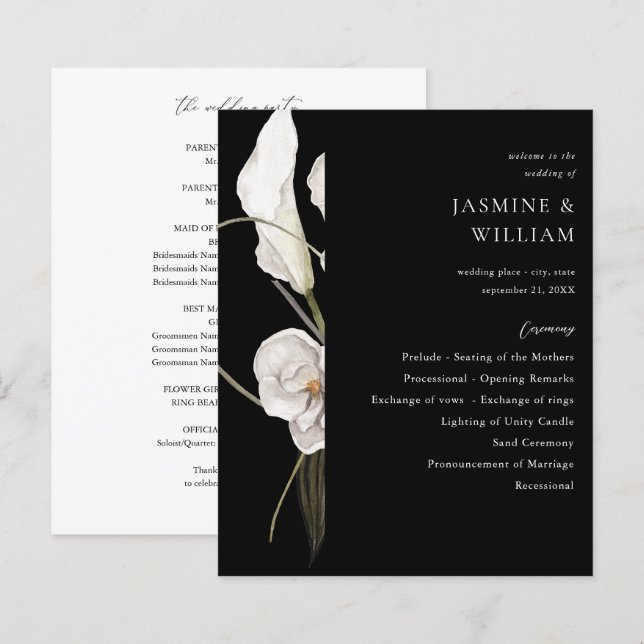 Cérémonie des Mariages floraux noir et blanc Budge (Devant / Derrière)