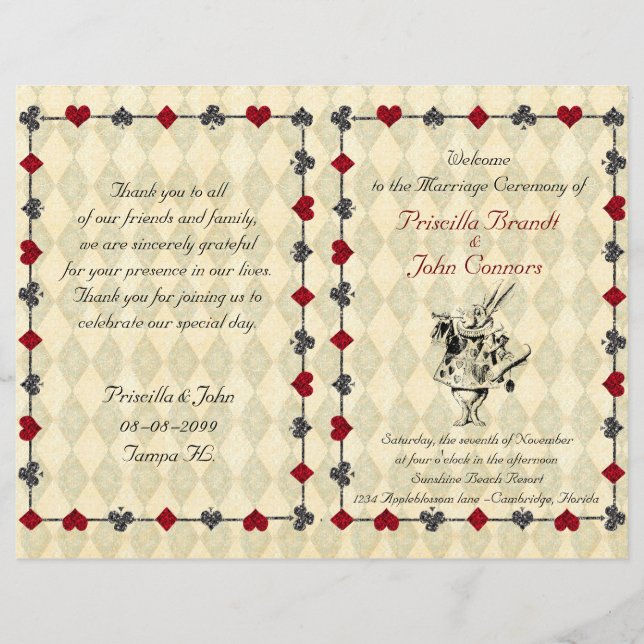 Cérémonie du programme de mariage, Alice au pays d (Devant)