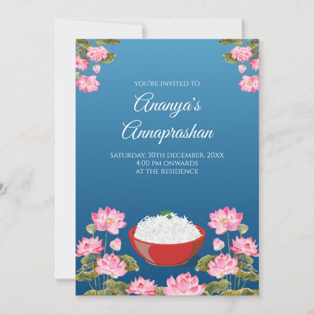 Cérémonie du riz indien invitations et invitations (Devant)