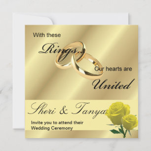 Cérémonie gay lesbienne Mariage Invitation Gold