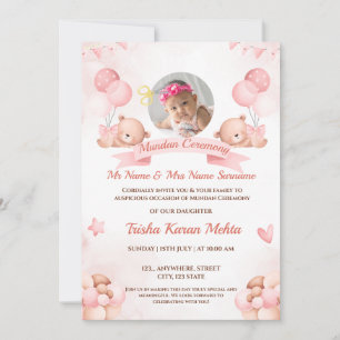 Cérémonie indienne de Mundan Invitation fille