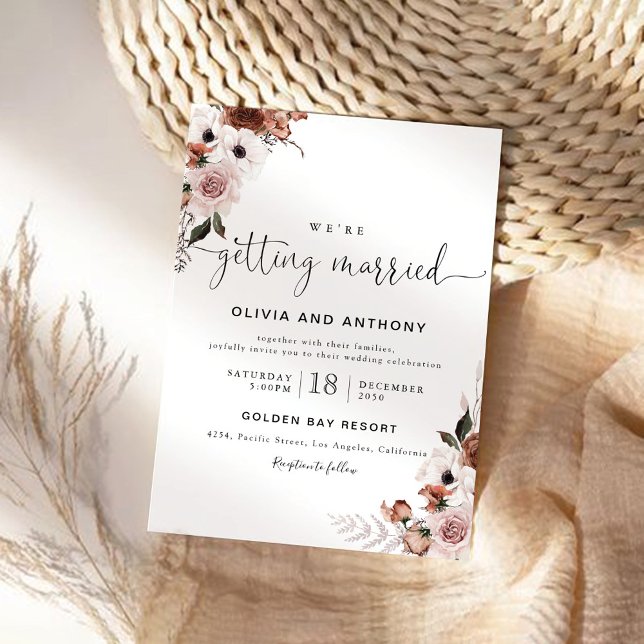 Cérémonie Mariage de soie Florale Invitation (Créateur téléchargé)