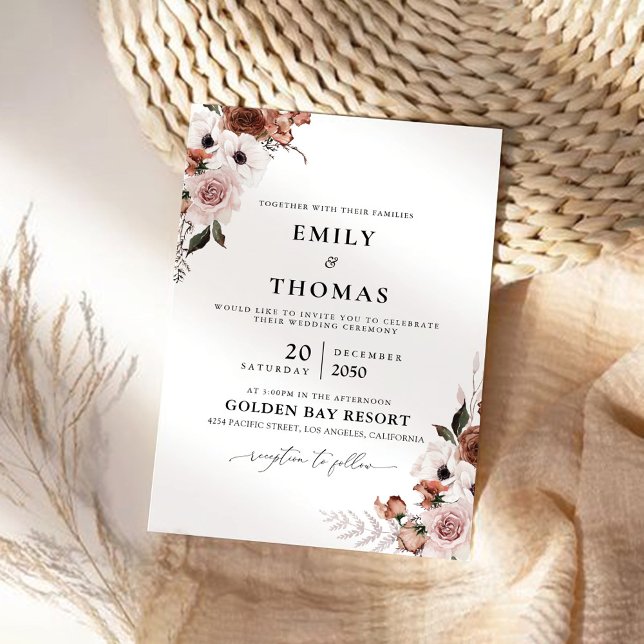 Cérémonie Mariage de soie Florale Invitation (Créateur téléchargé)