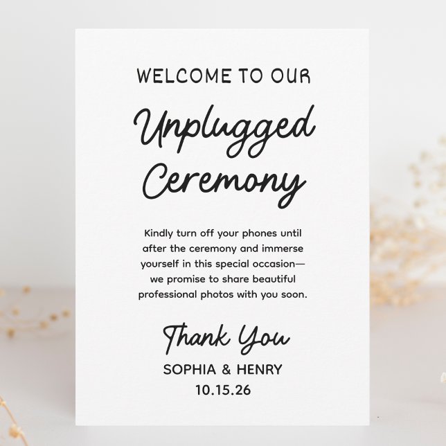 Cérémonie Non Branchée Signe de Mariage Simple Mod (Create a distraction-free zone with this modern unplugged ceremony sign for your special day.)