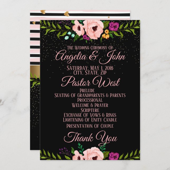 Cérémonie Rustique Florale Mariage Invitation (Devant / Derrière)