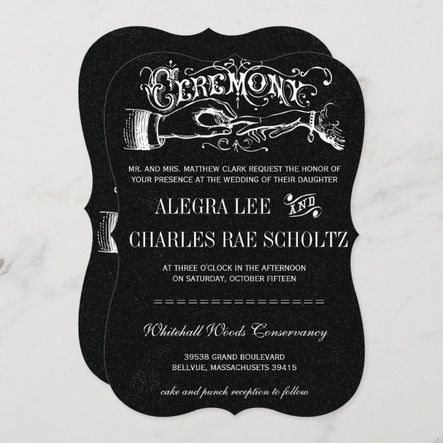Cérémonie Typographie Chalkboard Invitations (Devant / Derrière)