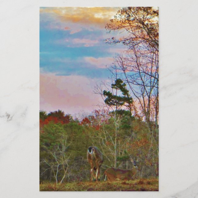 Cerf avec ciel bleu rose (Devant)