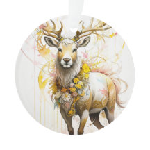 Cerf avec Imaginaire floral sans cou rose