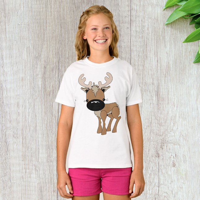 Cerf Avec Un Gros Nez Girls T-Shirt (Créateur téléchargé)