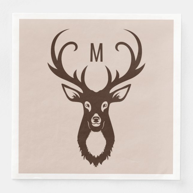 Cerf avec vos serviettes en papier Monogram (Devant)