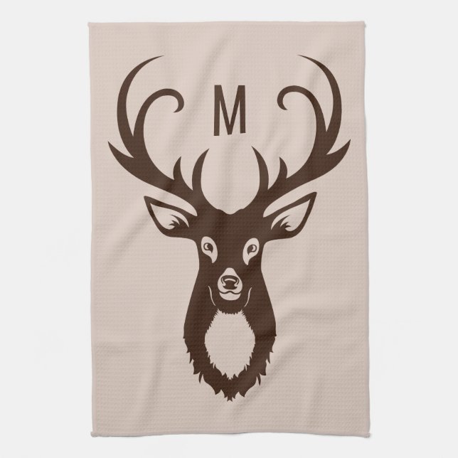 Cerf avec votre serviette Monogram (Vertical)