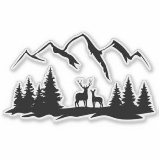 Cerf dans le Sticker Wilderness.