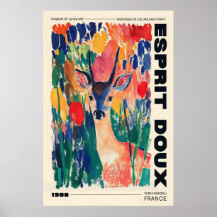 Cerf dans les fleurs sauvages Impression d'art Ani