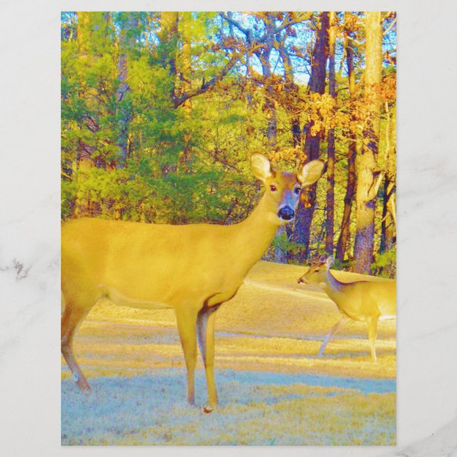 Cerf de couleur moutarde avec bleu clair (Devant)