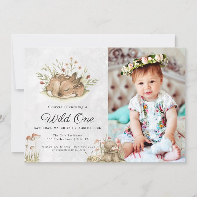 Cerf de forêt | Forêt Invitation de fête d'anniver (Devant)