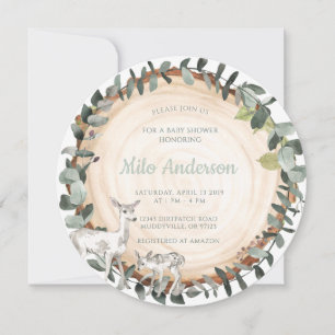 Cerf de forêt   Invitation baby shower