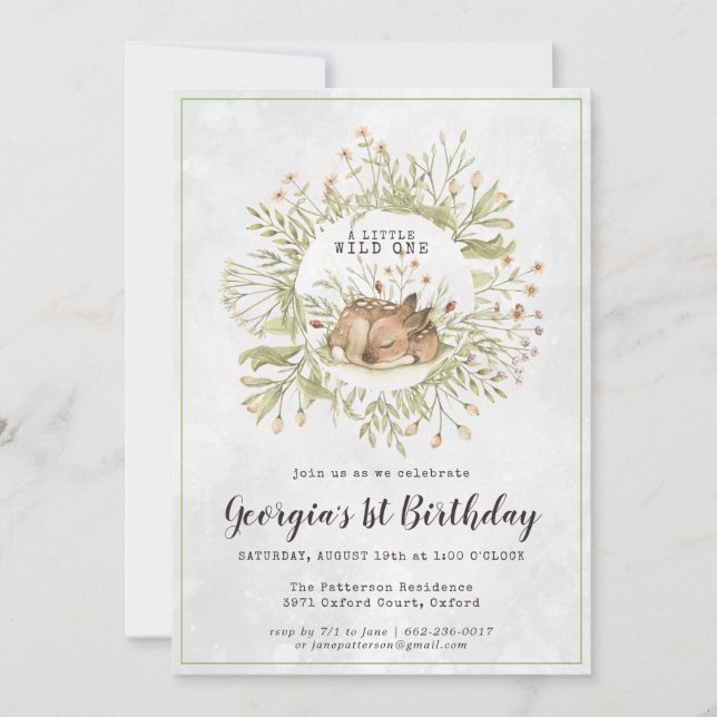 Cerf de la forêt | Invitation d'anniversaire de fê (Devant)