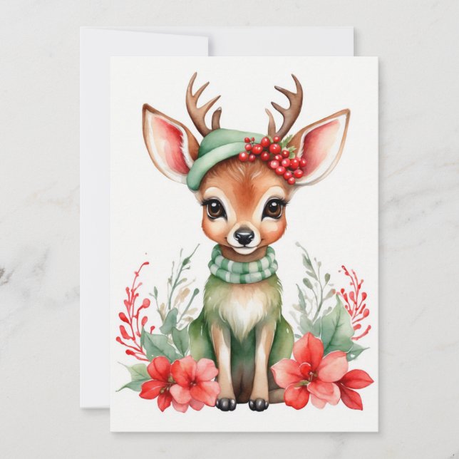 Cerf de Noël avec carte de vacances Casquette vert (Devant)