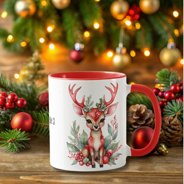 Cerf de Noël avec Mug de café Holly (Créateur téléchargé)