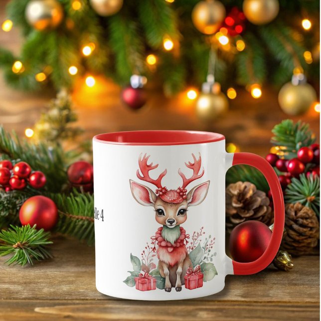 Cerf de Noël avec Mug d'Écharpe Rouge (Créateur téléchargé)