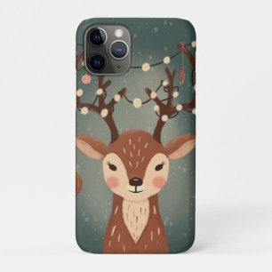 Cerf de Noël cosy avec ornements et étui de téléph
