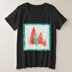 Cerf de Noël rétro avec cadre Aqua Plus Taille T-S