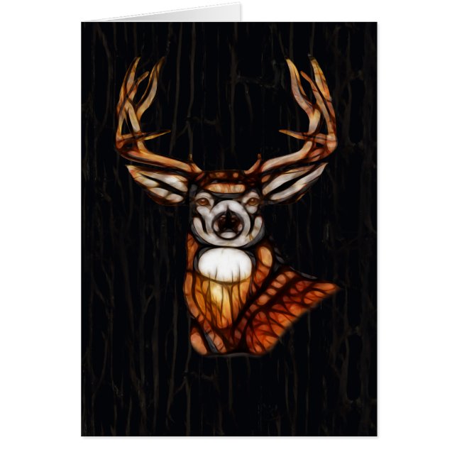 Cerf en Bois Noir Merci Campagne Rustique (Devant)