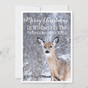 Cerf en hiver neige bois Noël salutation