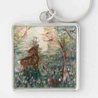 Cerf et lapin dans les bois Porte-clés