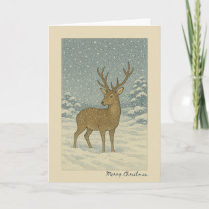 Cerf japonais - Carte de Noël