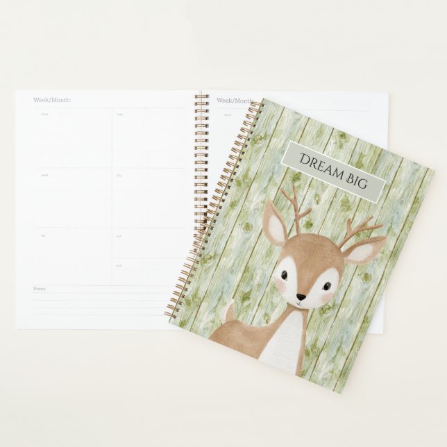 Cerf Mignon en Bois Faux Vert (Devant avec enveloppe)
