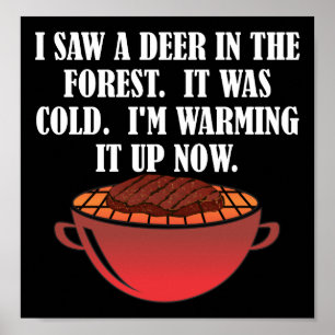 Cerf réchauffé par la chasse Affiche de chasse drô