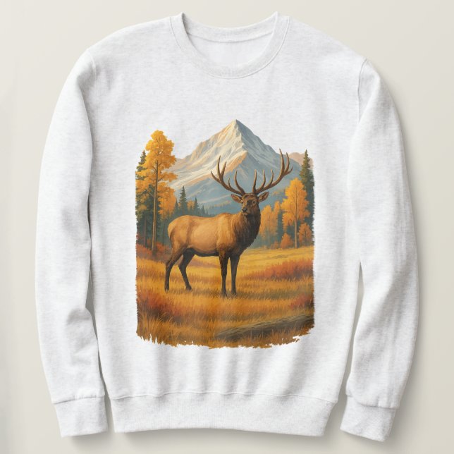Cerf Rétro | Sweat à capuche scène de chasse autom (Design devant)
