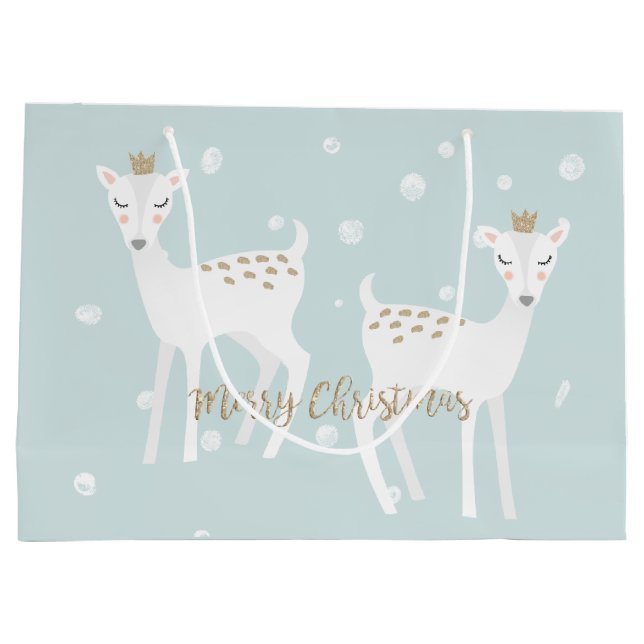 Cerf - Sac cadeau de Noël bleu doux mou (Dos)