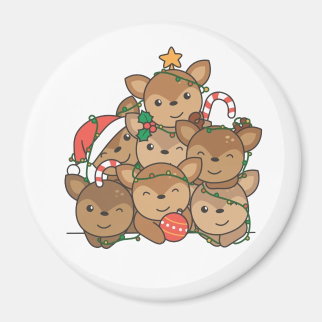 Cerf sapin de Noël Drôle animal Aimant de Noël (Devant)