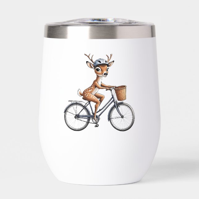 Cerf Whimsical chevauchant un vélo - Levé à la mai (Avant)