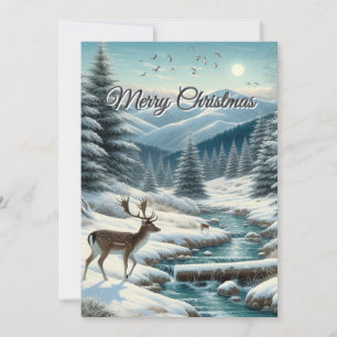 Cerfs à Noël une carte plate de pays des merveille