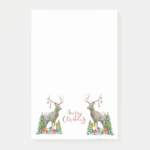 Cerfs, arbres de Noël et cadeaux Notes post-it