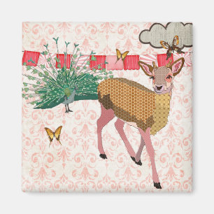 Cerfs communs roses d'or et aimant rose de paon