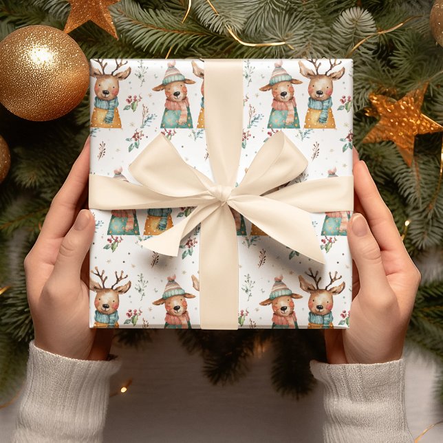 Cerfs de Noël Fantaisistes – Papier Cadeau (Créateur téléchargé)