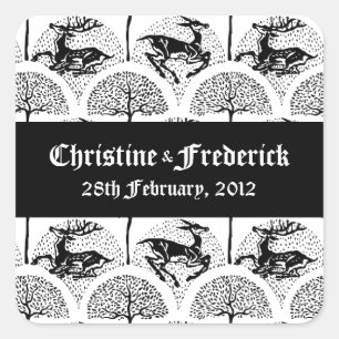 Cerfs et arbres médiévaux, autocollants souvenirs