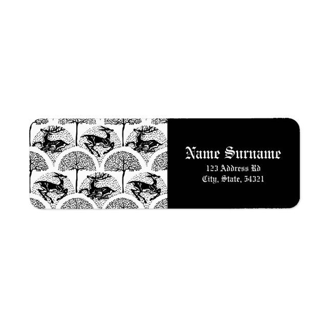 Cerfs et arbres médiévaux, étiquette (Devant)