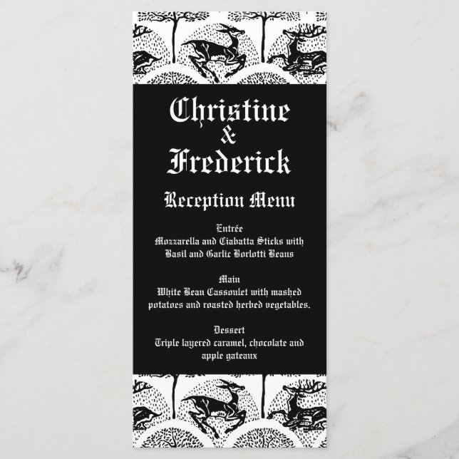 Cerfs et arbres médiévaux, menu et programme maria (Devant)
