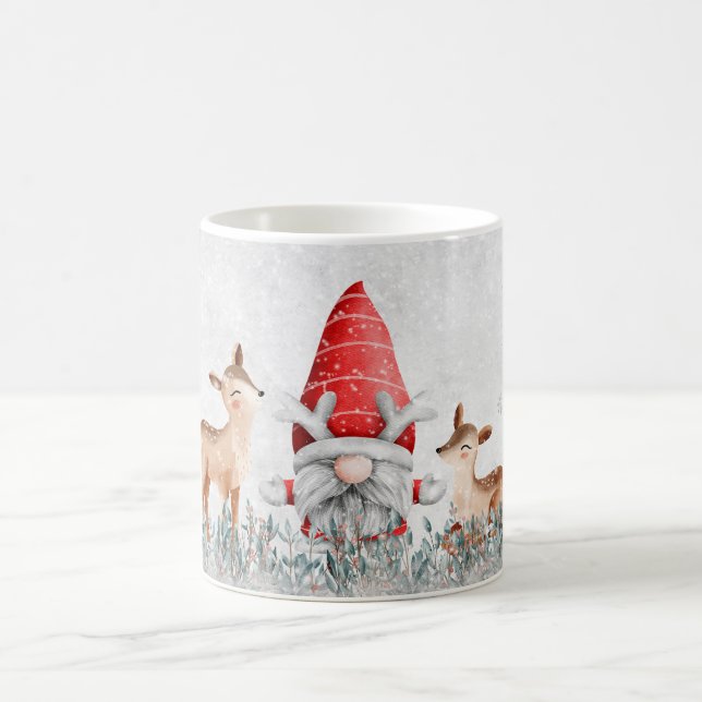 Cerfs Et Gnome Café De Noël Mug (Centre)