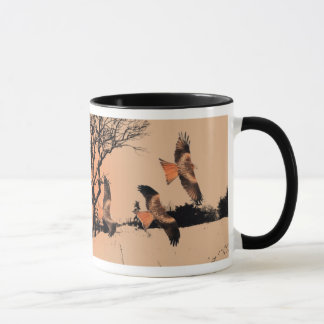 Cerfs-volants rouges sauvages dans la tasse de