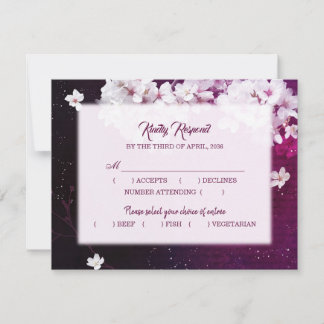 Cerise Blossom Mariage RSVP Menu Choix